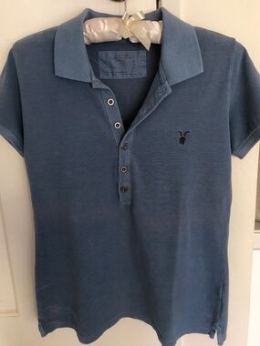 Allsaints Polo Shirt Women Size 10 Blue New without Tag